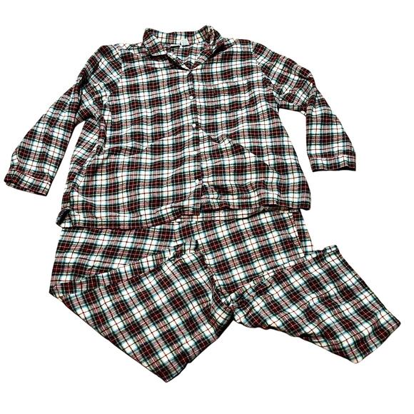 L.L. Bean Plaid Flannel 2 Pc Pajama Set Women's Plus 3X Multicolor Tartan - Picture 1 of 4